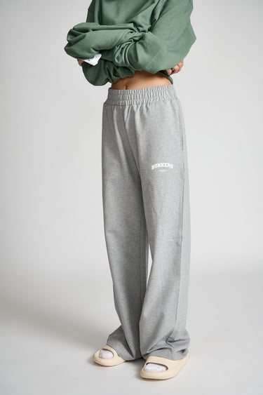 Grey Melange Wide-Leg pants by Bonkers Corner, showing a relaxed fit and soft fabric texture.