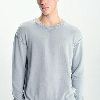 Grey Bonkers Corner Mode Crewneck Sweatshirt with a relaxed fit and ribbed cuffs, shown on a plain background.