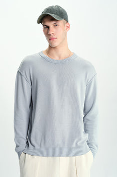 Grey Bonkers Corner Mode Crewneck Sweatshirt with a relaxed fit and ribbed cuffs, shown on a plain background.