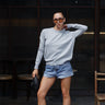 Grey Mode Crewneck Sweatshirt by Bonkers Corner, featuring a cozy fit and soft fabric, displayed on a hanger.