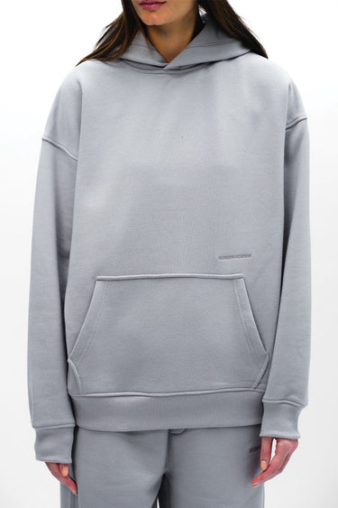 Grey Wear A Hug oversized hoodie by Bonkers Corner, showing a relaxed fit with a soft, cozy fabric and subtle branding.