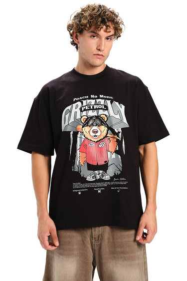 Bonkers Corner oversized Grizzly Rebellion T-shirt in XS, featuring bold graphic design and relaxed fit.