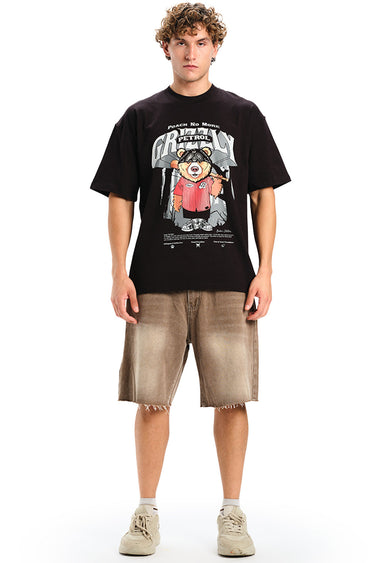 Bonkers Corner Grizzly Rebellion oversized T-shirt in XS with bold graphic print on front, casual fit and soft fabric.
