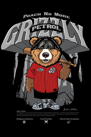 Bonkers Corner Grizzly Rebellion oversized T-shirt in XS, featuring bold graphic design and relaxed fit.