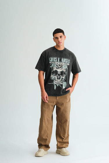 Bonkers Corner oversized Guns N Roses US Tour 1991 T-shirt with band logo and tour design, casual fit, black fabric.