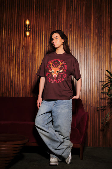 Bonkers Corner Hail Santa oversized T-shirt in XS, featuring festive Christmas design and relaxed fit.
