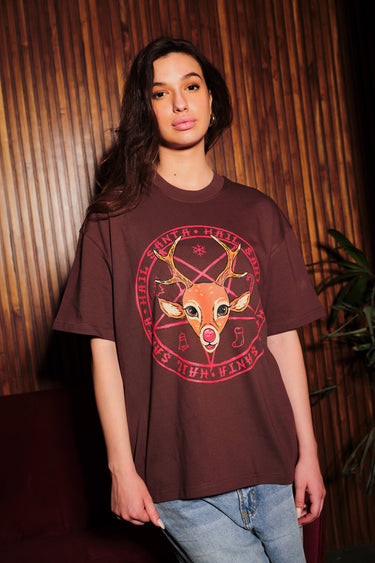 Bonkers Corner oversized Hail Santa T-shirt in XS, featuring festive holiday design and comfortable fit for casual wear