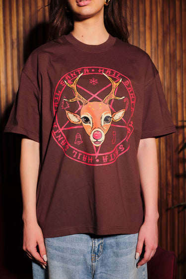 Bonkers Corner oversized Hail Santa T-shirt in XS featuring festive holiday design and comfortable fit.