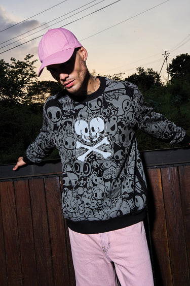 Bonkers Corner Heart Away sweatshirt in light blue with a heart graphic, casual fit, and soft fabric for everyday wear.