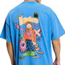 Bonkers Corner Homeboys faded blue oversized T-shirt displayed on a hanger, showcasing relaxed fit and casual style.
