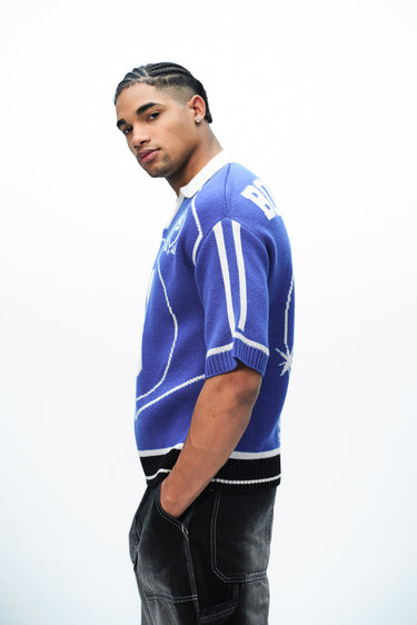 Bonkers Corner Hype Is Real knit polo T-shirt in XS, featuring a stylish design and comfortable fit.