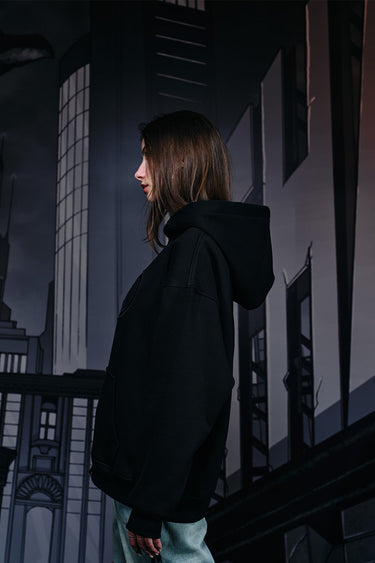 Bonkers Corner I Am Vengeance Hoodie in XS, featuring a black design with bold graphic print and comfortable fabric.