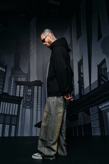 Bonkers Corner I Am Vengeance hoodie in XS, featuring a black design with bold text and a comfortable, casual fit.