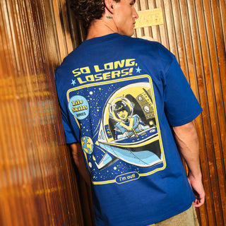 Bonkers Corner I'm Out oversized T-shirt in white, relaxed fit with bold text design on front.