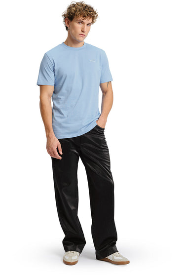 Bonkers Corner Iceberg Blue Supima regular fit T-shirt displayed on a mannequin, showcasing its casual style and soft fabric.
