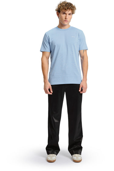 Bonkers Corner Iceberg Blue Supima regular fit T-shirt, front view showing soft fabric and classic crew neck design.
