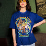 Blue oversized T-shirt from Bonkers Corner featuring colorful imaginary friends graphic on the front, casual and comfortable fit.