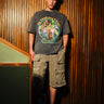Bonkers Corner Imaginary Friends faded black oversized T-shirt with bold graphic print, casual fit, and comfortable cotton fabric.
