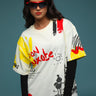Bonkers Corner oversized T-shirt with "Imagination Is Real" graphic in white on black fabric, casual and comfortable fit.