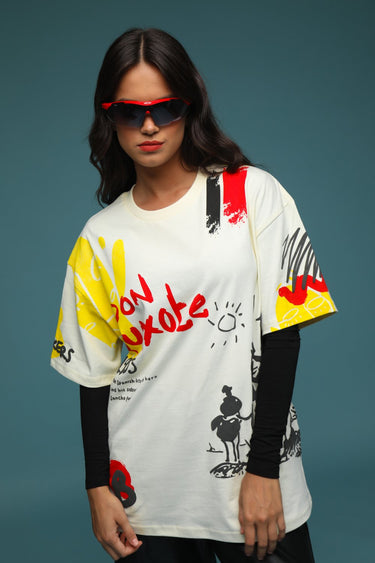 Bonkers Corner oversized T-shirt with "Imagination Is Real" graphic in white on black fabric, casual and comfortable fit.