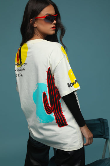 Bonkers Corner oversized T-shirt featuring the "Imagination Is Real" graphic in a relaxed fit, casual streetwear style.