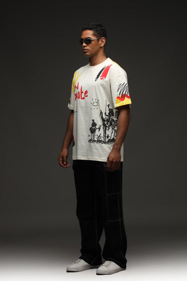 Bonkers Corner oversized T-shirt with "Imagination Is Real" slogan, relaxed fit, soft fabric, casual streetwear style.