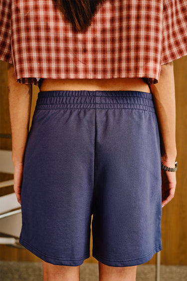 Bonkers Corner Indigo Lounge Shorts in XS, soft fabric with relaxed fit, ideal for comfortable casual wear.