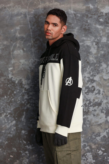 Bonkers Corner Iron Man oversized heavyweight fleece hoodie with bold Iron Man graphic, cozy and warm for casual wear.