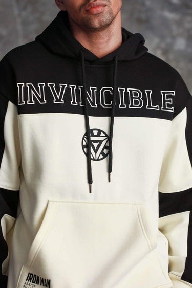 Bonkers Corner Iron Man oversized heavyweight fleece hoodie with bold Iron Man graphic on front, comfortable and warm fit.