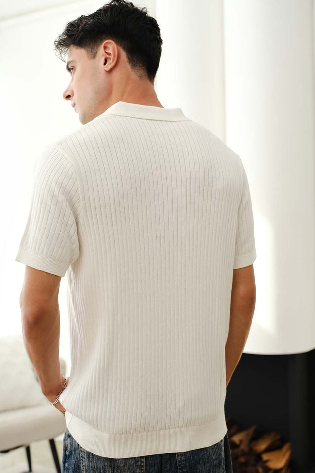 Ivory Knit Polo T-shirt