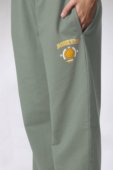 Bonkers Corner Jade Joggers in XS, soft green fabric with relaxed fit and elastic waistband, casual and comfortable loungewear.