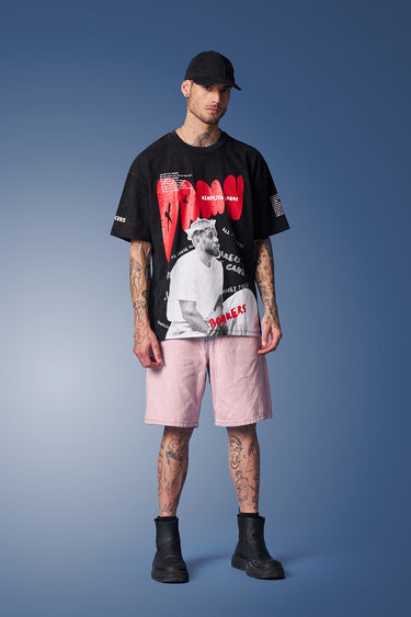 Bonkers Corner Kendrick Lamar Faded oversized T-shirt in light blue with graphic print, casual streetwear style.