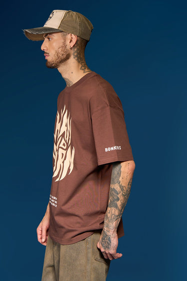 Bonkers Corner oversized Kern and Burn T-shirt in XS, featuring bold graphic design and relaxed fit.