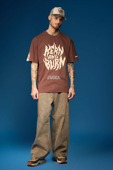 Bonkers Corner oversized Kern and Burn T-shirt in XS with bold graphic design, casual fit, and soft fabric.
