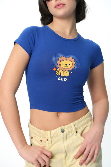 Bonkers Corner Leo Legacy long length baby tee in XS featuring a soft fabric and stylish fit, perfect for casual wear.
