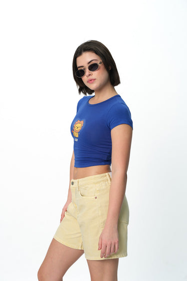 Bonkers Corner Leo Legacy long length baby tee in XS, featuring a stylish, comfortable design with a casual fit.