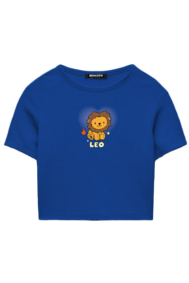Bonkers Corner Leo Legacy Long Length Baby Tee shown on a model, featuring a relaxed fit and extended length in soft fabric.