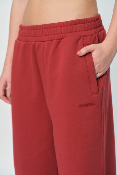 Maroon Bonkers Corner everyday joggers with elastic waistband and relaxed fit, made from soft, comfortable fabric.