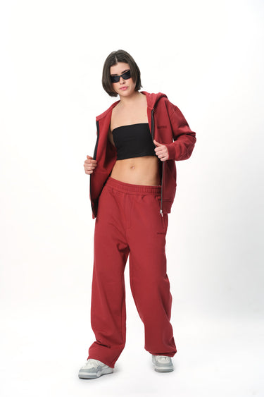 Maroon Bonkers Corner everyday joggers made of soft fabric, featuring a relaxed fit and elastic waistband for casual comfort.
