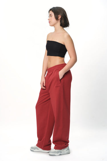 Maroon Bonkers Corner everyday joggers with elastic waistband and tapered fit, displayed on a neutral background