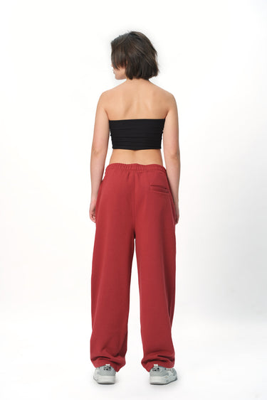 Maroon Bonkers Corner everyday joggers with elastic waistband and cuffs, made from soft, comfortable fabric.