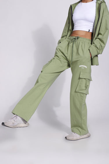 Bonkers Corner Matcha Utility Straight Fit Pant in XS, featuring a relaxed design with multiple pockets and casual style.