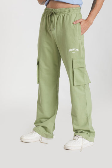 Bonkers Corner Matcha Utility Straight Fit Pant with multiple pockets and relaxed style, shown in a light green color.