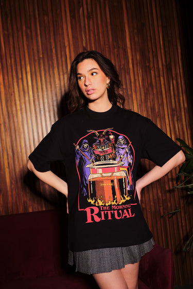 Bonkers Corner oversized Morning Ritual T-shirt in XS, soft fabric with a relaxed fit, featuring a minimalist morning-themed graphic.