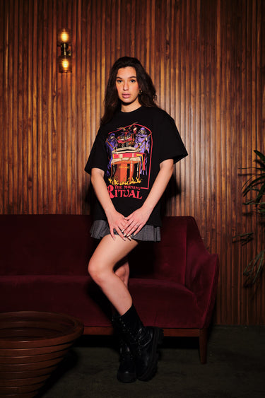 Bonkers Corner Morning Ritual oversized T-shirt in XS, featuring a relaxed fit and casual design on soft fabric.