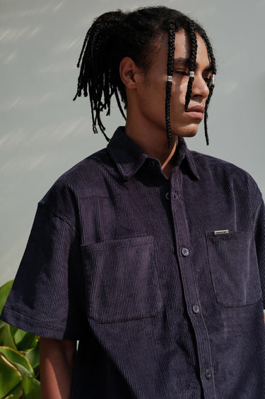Navy Blue Corduroy Shirt - BonkersCorner