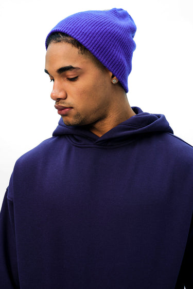 Navy blue Wear A Hug oversized hoodie by Bonkers Corner, featuring a relaxed fit and cozy design for casual wear.
