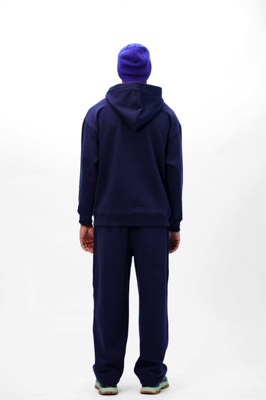 Navy blue Wear A Hug oversized hoodie by Bonkers Corner, featuring a relaxed fit and comfortable casual style.