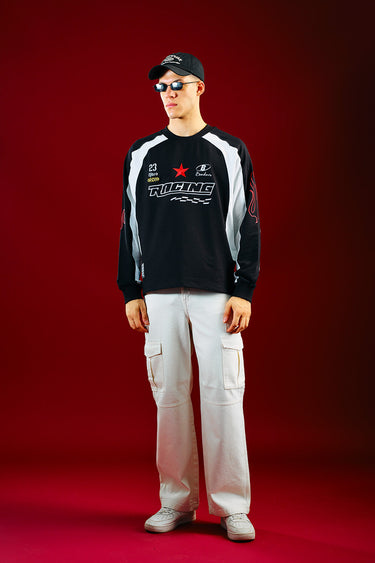 Bonkers Corner Nitro Crew Sweatshirt in XS, featuring a casual fit with ribbed cuffs and a printed logo design on the front.