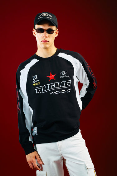 Bonkers Corner Nitro Crew Sweatshirt in gray with ribbed cuffs and neckline, casual and comfortable for everyday wear.